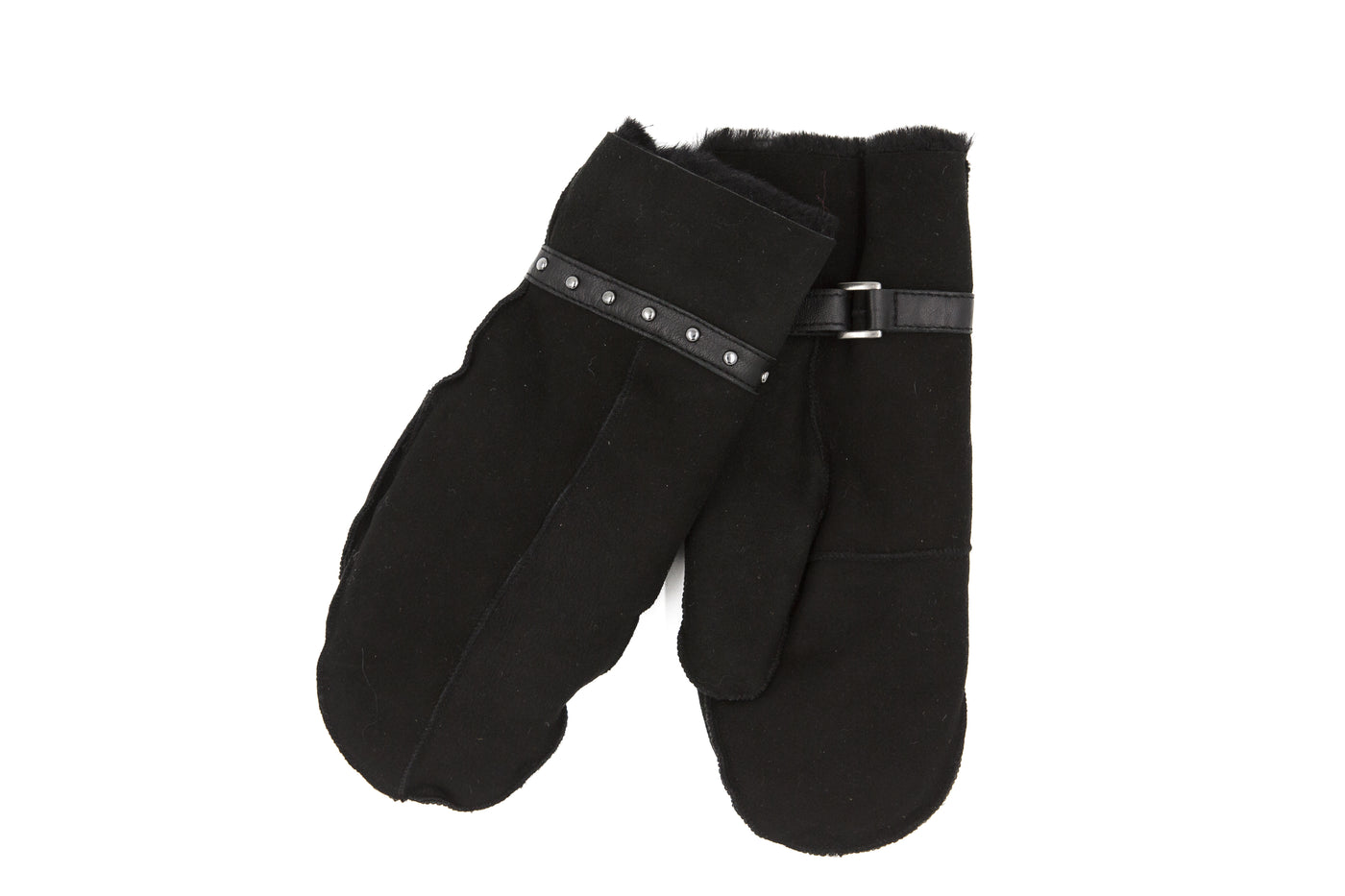 Schwarze Lederfäustlinge | Damen