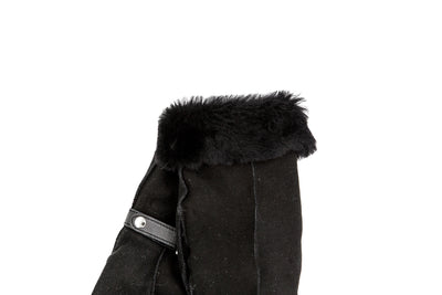 Schwarze Lederfäustlinge | Damen