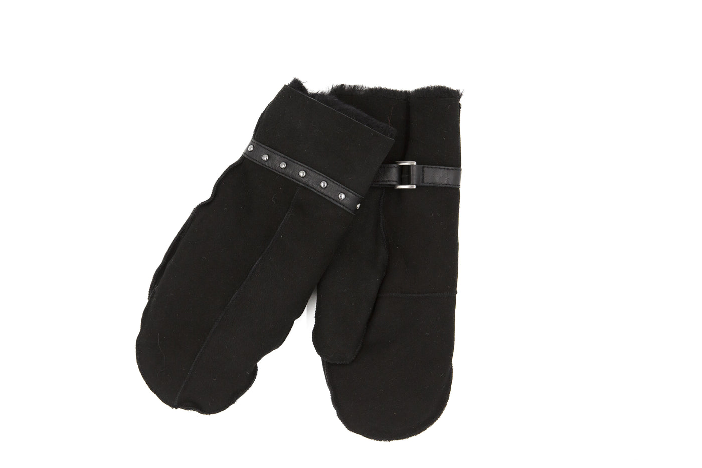Schwarze Lederfäustlinge | Damen