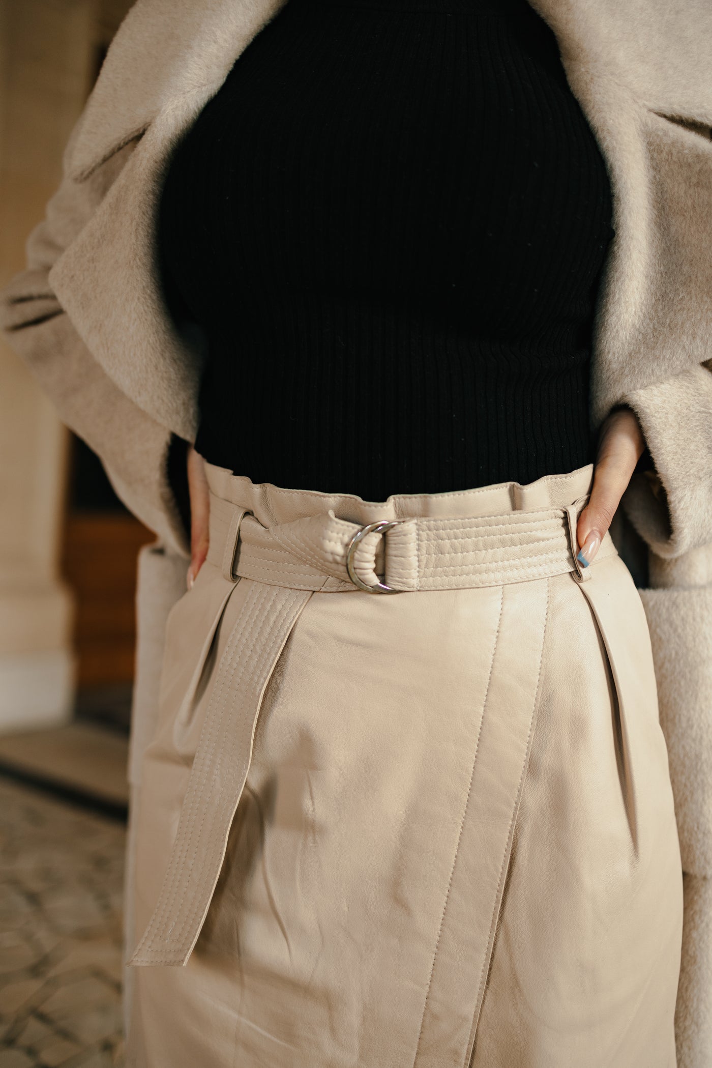 Beige leather skirt Edith | ladies