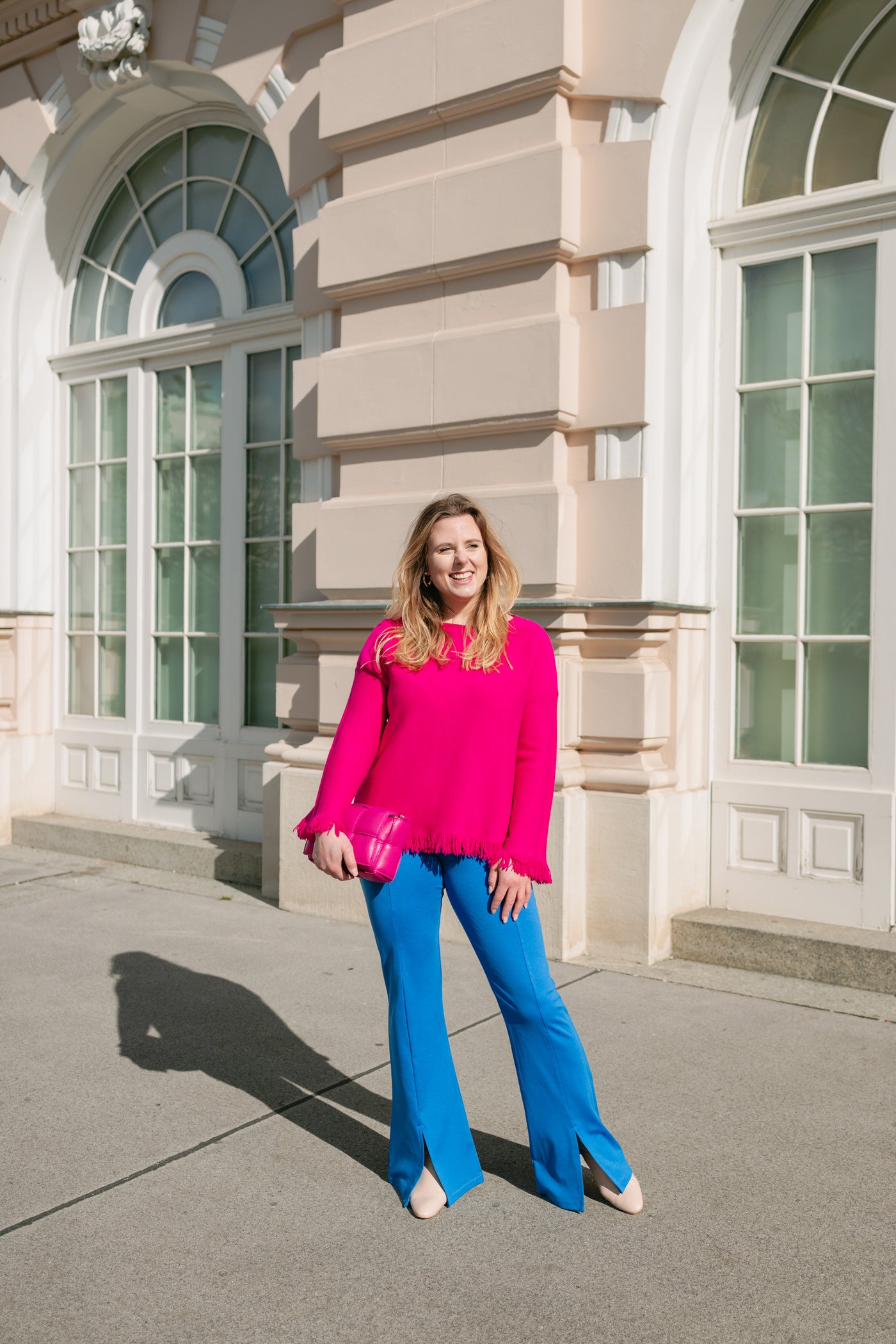 Pinker Fransenpullover | Damen