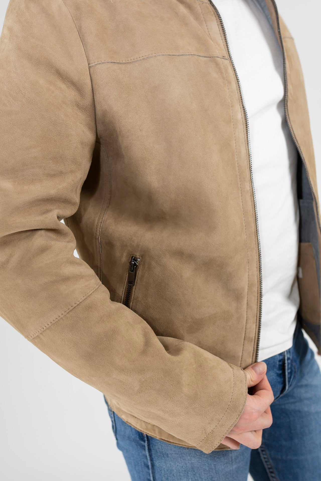 Beige velor jacket Tomaso | Men's