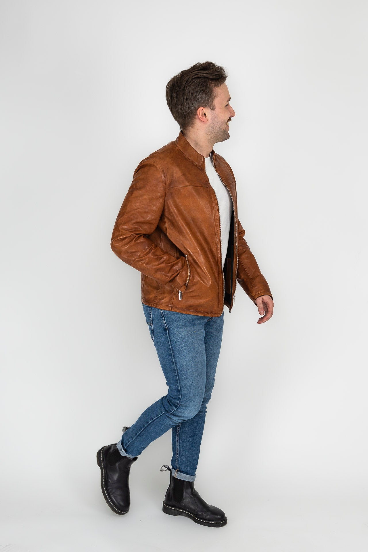 Brown leather jacket Tomaso | Men's