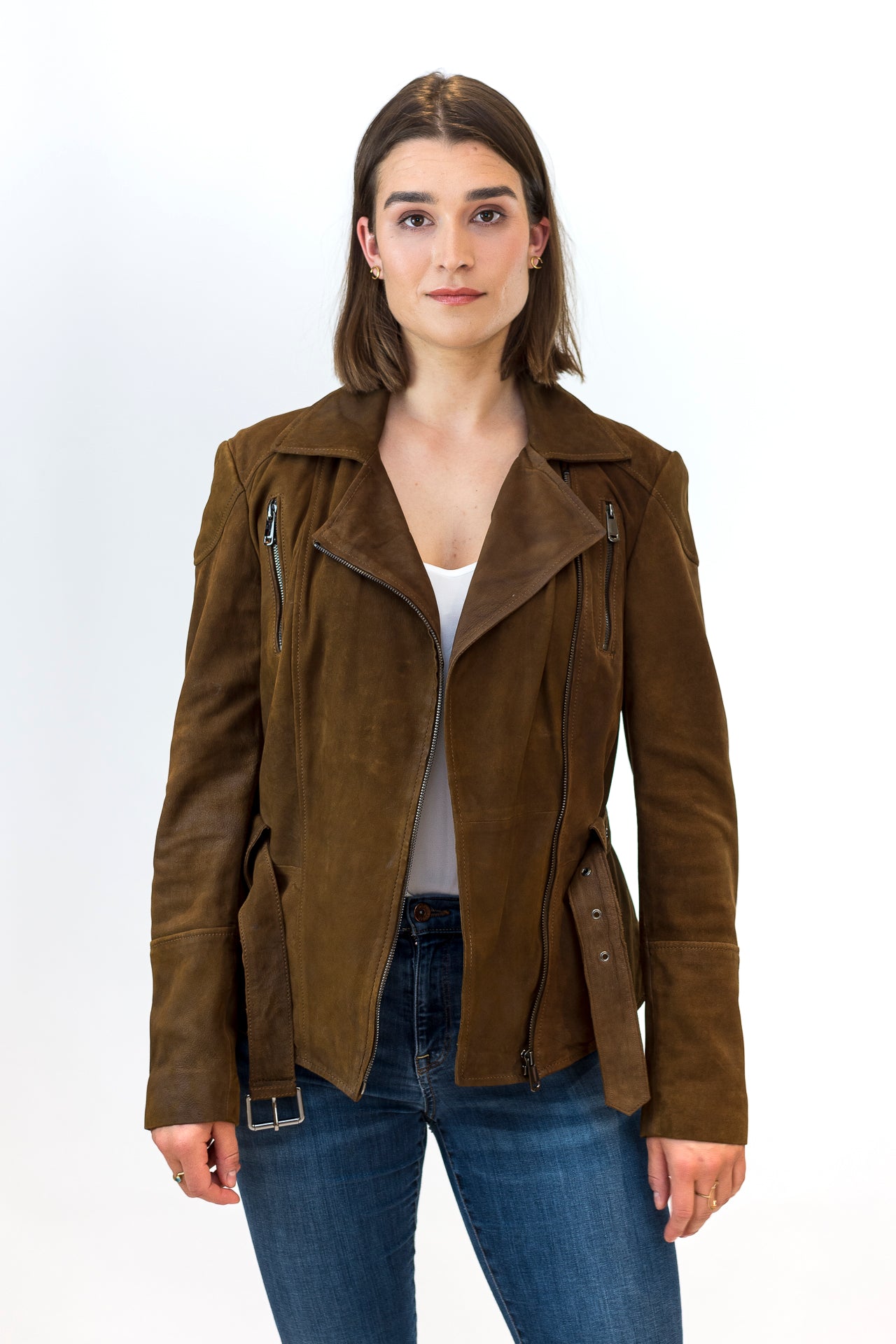 Braune Bikerlederjacke Alamo Damen