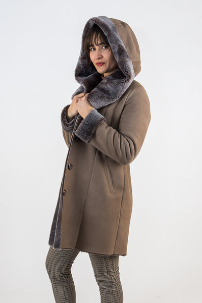 Beige lambskin coat Barbara | ladies 