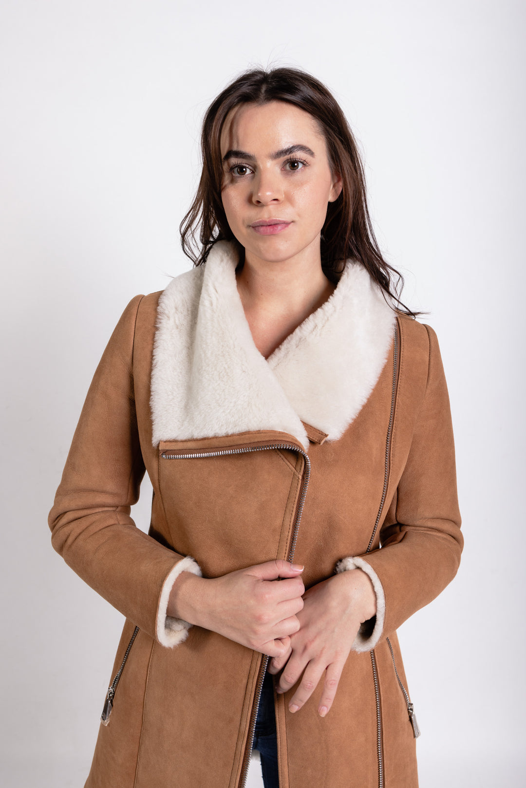 Trenchcoat Cognac Farbener Mantel Nappa Leder Rock Cognac Gr