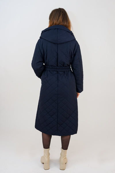 Dark blue quilted coat | ladies 
