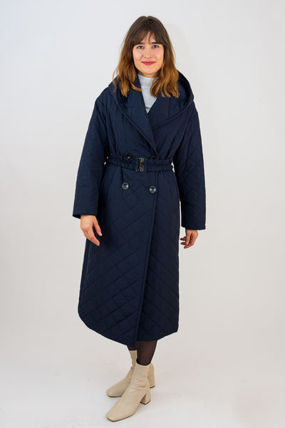 Dark blue quilted coat | ladies 