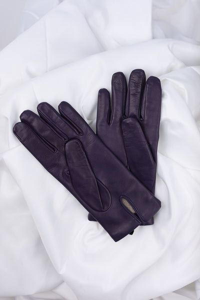 Dark purple leather gloves Pauline | ladies 