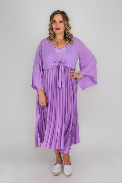 Pleated dress in lilac | ladies