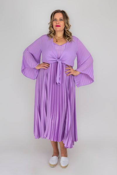 Pleated dress in lilac | ladies