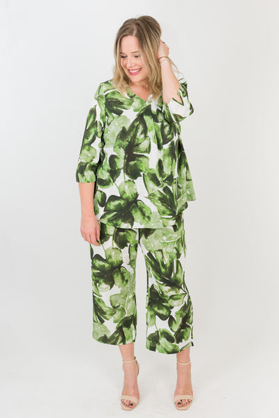 Green Leaf Print Pyjama Set