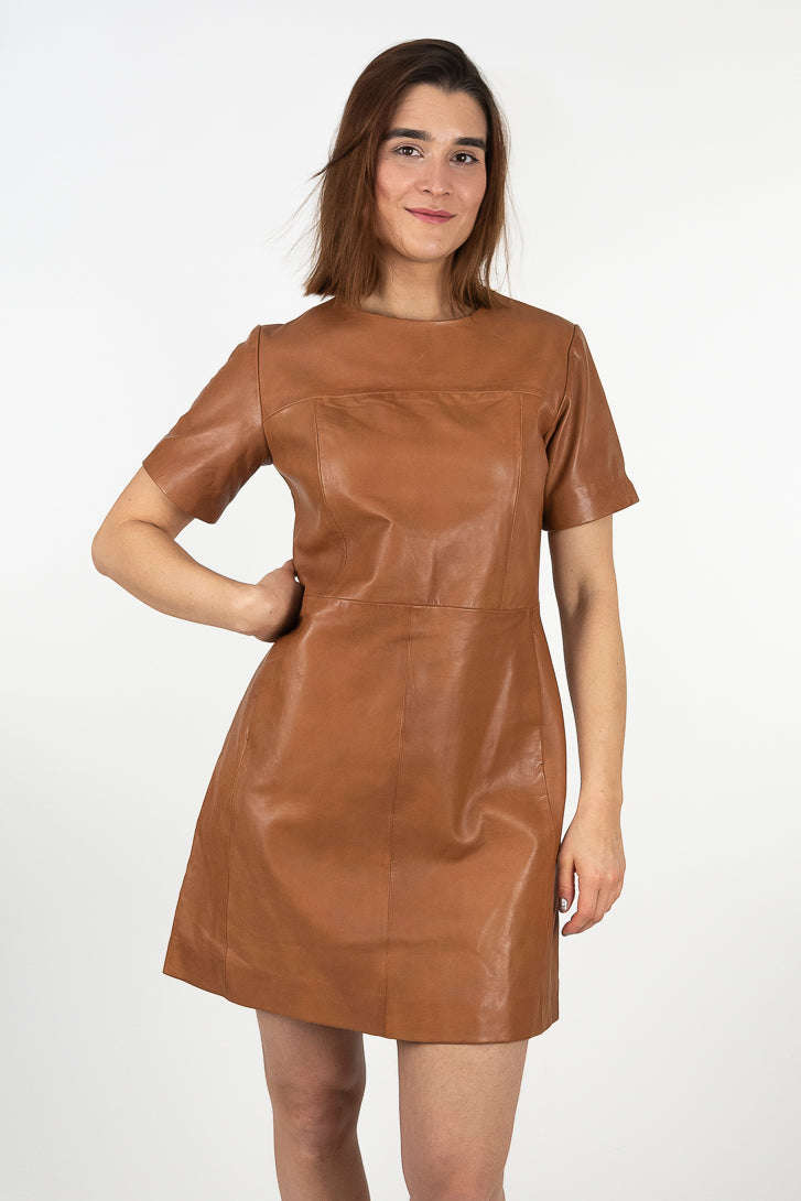 Braunes lederkleid clearance