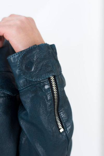 Petrol leather jacket Luis | Men's