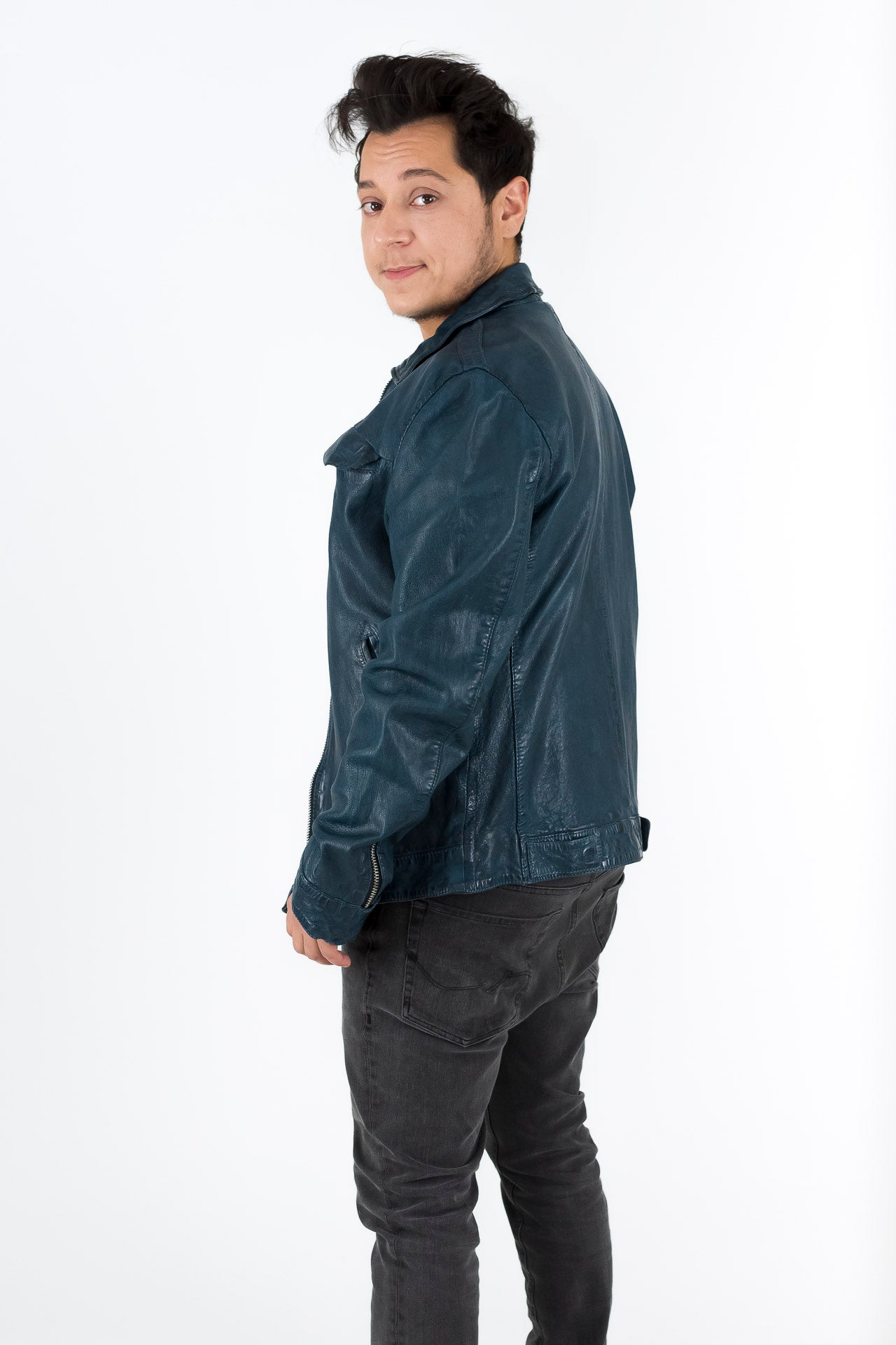Petrol leather jacket Luis | Men's