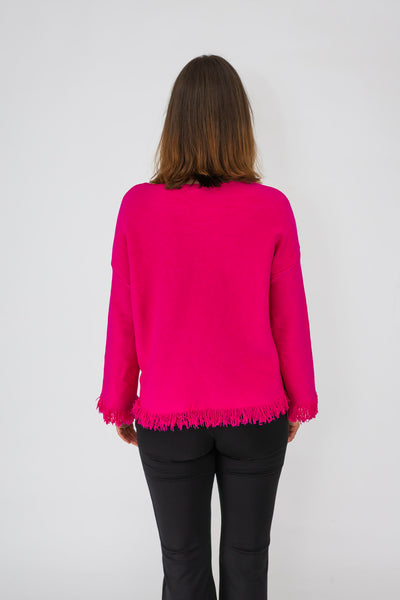 Pink fringed sweater | ladies
