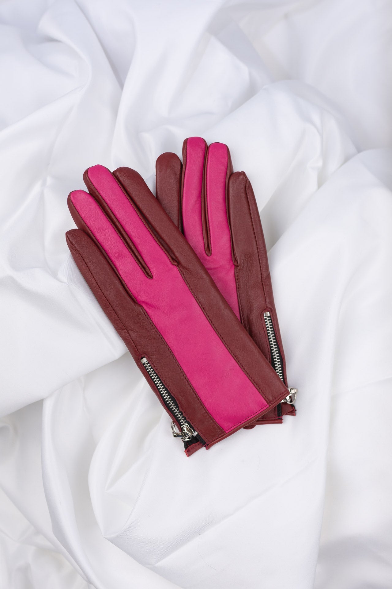 Two-tone leather gloves Amalia | ladies 
