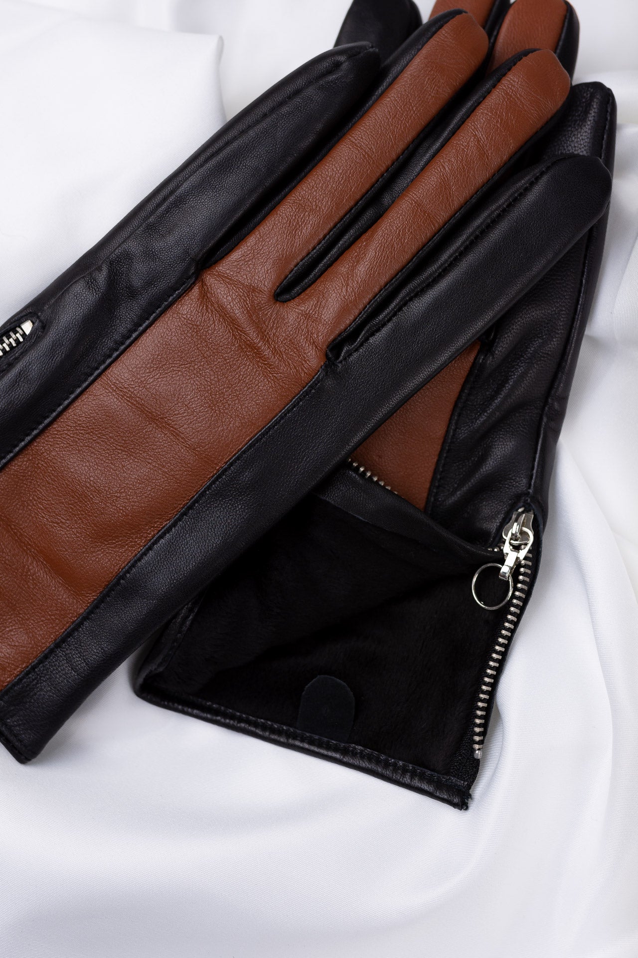 Two-tone leather gloves Klara | ladies 