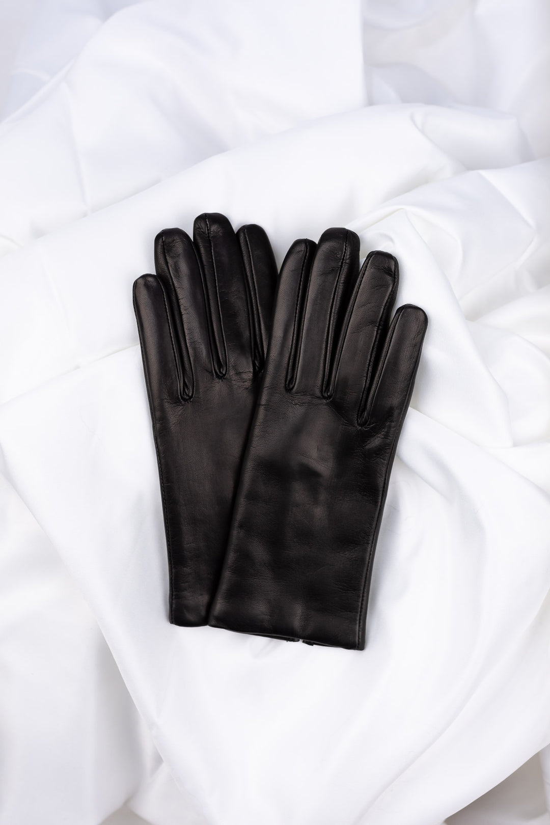 Black leather gloves Anna