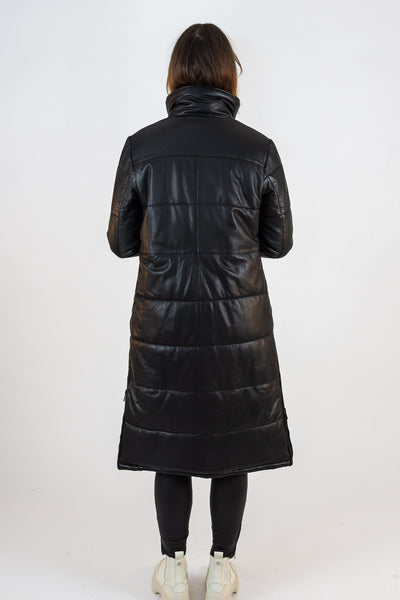 Black quilted leather coat Romina | ladies