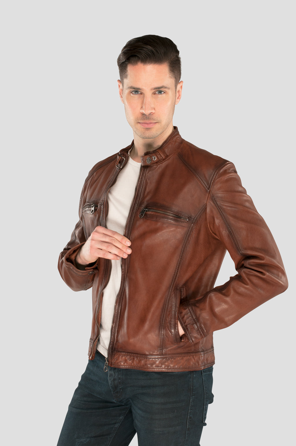 Braune Lederjacke Stylische Herren Lederjacken Leather Jacket